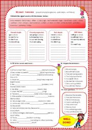 English Worksheet: Tenses (present simple / progressive - past simple - will future)