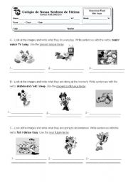 English Worksheet: Grammar test - verbs 6th year