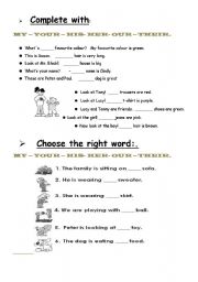 English Worksheet: Complete with a possessive adjective