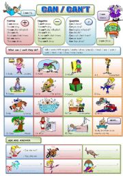 English Worksheet: can / cant