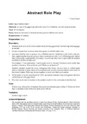 English worksheet: Abstract Role Play