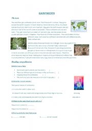 English Worksheet: pollution:rain forest