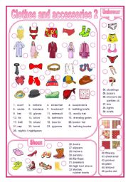 English Worksheet: Clothes and accessories 2 (editable)