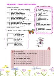 English Worksheet: s. present tense wh- questions