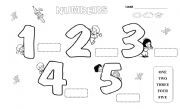 English Worksheet: KINDER  (PRE-SCHOOL)  NUMBERS  SET 1