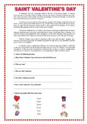 English Worksheet: Valentines Day