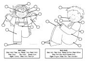 English Worksheet: Match and number the parts of the body