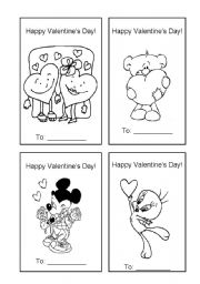 English Worksheet: Valentines day cards