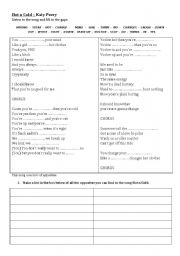 English Worksheet: song - katty perry - hont -n- cold