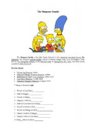 English Worksheet: The Simpson Family