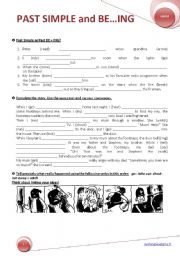 English Worksheet: Past Simple - Past Be...ING