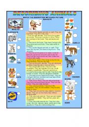 English Worksheet: DESCRIBING ANIMALS