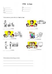 English Worksheet: VERB:  to have