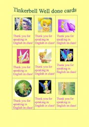 English Worksheet: Tinkerbell Well done cards