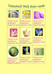 English worksheet: Tinkerbell Well done cards