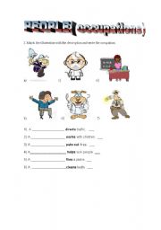 English worksheet: PEOPLE ( OCCUPATIONS )