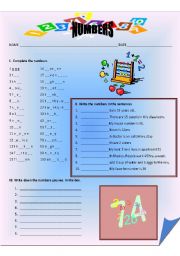 English Worksheet: Numbers