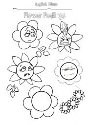 English Worksheet: Flower Feelings - for drawing and colouring