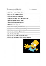 The Simpsons Worksheet, Season 20 Episode 13