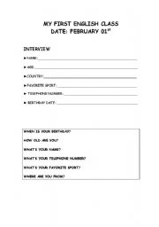 English worksheet: English First class