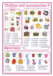 English Worksheet: Clothes and accessories 3  (editable)