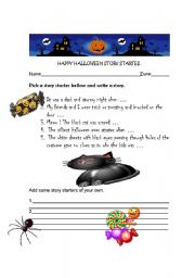 English Worksheet: Happy Halloween Story Starters