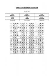 English worksheet: house wordsearch