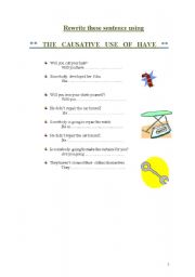 English worksheet: Causative use of have 
