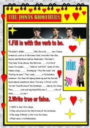 English Worksheet: consolidation verb to be JONAS BROTHERS
