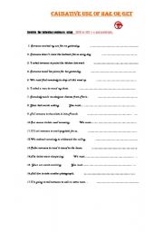 English Worksheet: Causative use of have or get