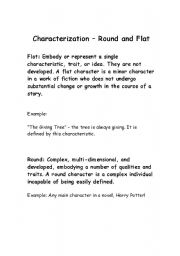 English Worksheet: Characterization Flat and Round