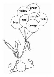 English Worksheet: rabbit with colourful  balloons