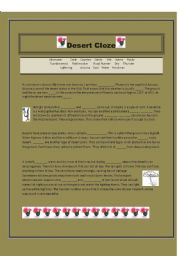 English worksheet: Desert Cloze