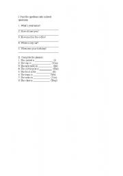English Worksheet: indirect questions and possessive pronouns