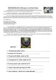 English worksheet: Groundhog Day history worksheet--USA