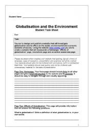 English Worksheet: Globalization research task