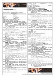 English Worksheet: Screen English Worksheet with blanks (Sitcom: Friends 112) 