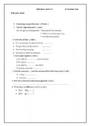 English Worksheet: 8 th form test (a Tunisian test)