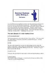 English worksheet: American Business Letter Writing 1:  The basics