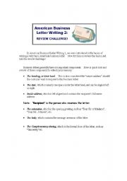 English worksheet: American Business Letter Writing 2:  Review Challenge!