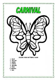 English Worksheet: BUTTERFLY MASK