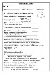 English Worksheet: 9 th year mid term test n 2