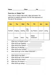 English worksheet: past simple