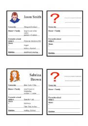 English Worksheet: basic role cards - giving and asking for personal information