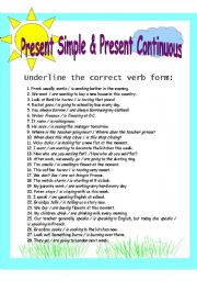 English Worksheet: Present Simple & Present Continuous