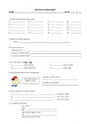 English worksheet: Revision Worksheet