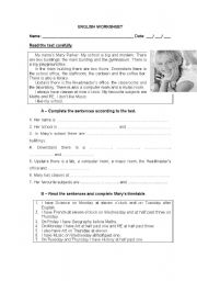 English Worksheet: Mary Parkers school