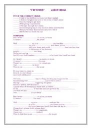 English Worksheet: Im yours Jason Mraz