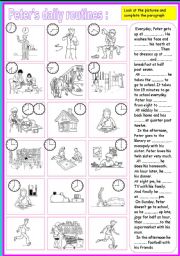 English Worksheet: peters daily routines