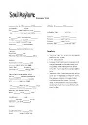 English Worksheet: Soul Asylum - Runaway Train